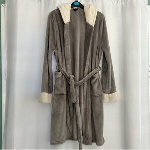dELiA*s Soft Gray Fleece Robe with Lama Hood